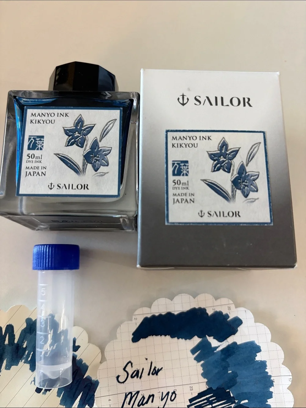 Sailor Manyo Kikyou Blue Fountain Pen Ink Sample 4ml
